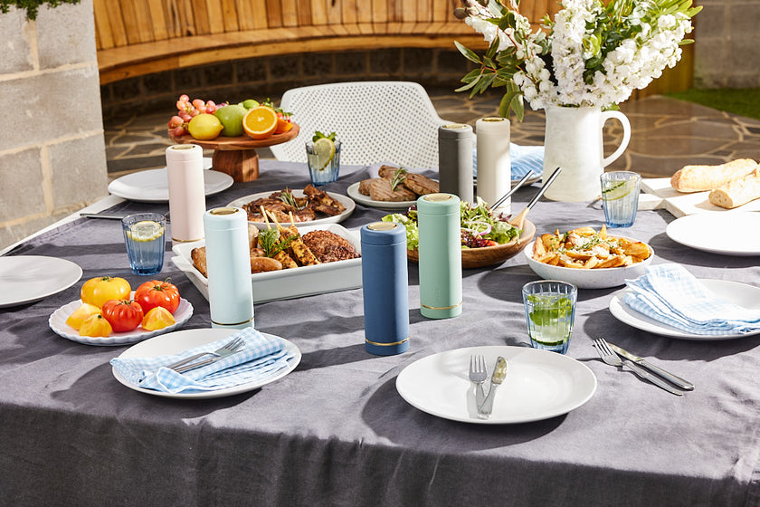 Durable navy blue Saucie sauce bottle – functional and sustainable design