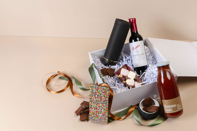 Freckleberry rocky road and freckle block chocolates from Cheers to You Hamper – handmade in Geelong