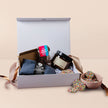 Care Hamper with linen wheat pillow, calming candle, Freckleberry freckles and hot chocolate pack – thoughtful get well gift