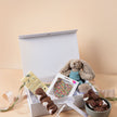 Handmade Freckleberry chocolates from New Baby Hamper – cookies and cream block, rocky road, freckles, heart chocolate and mallow pop