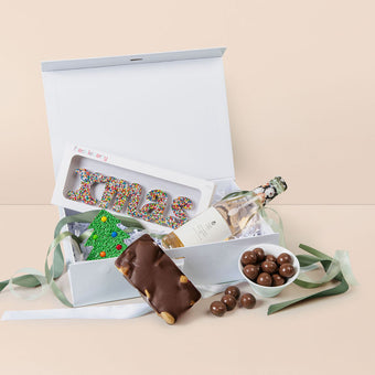 Festive chocolate Christmas tree included in Saucie hamper