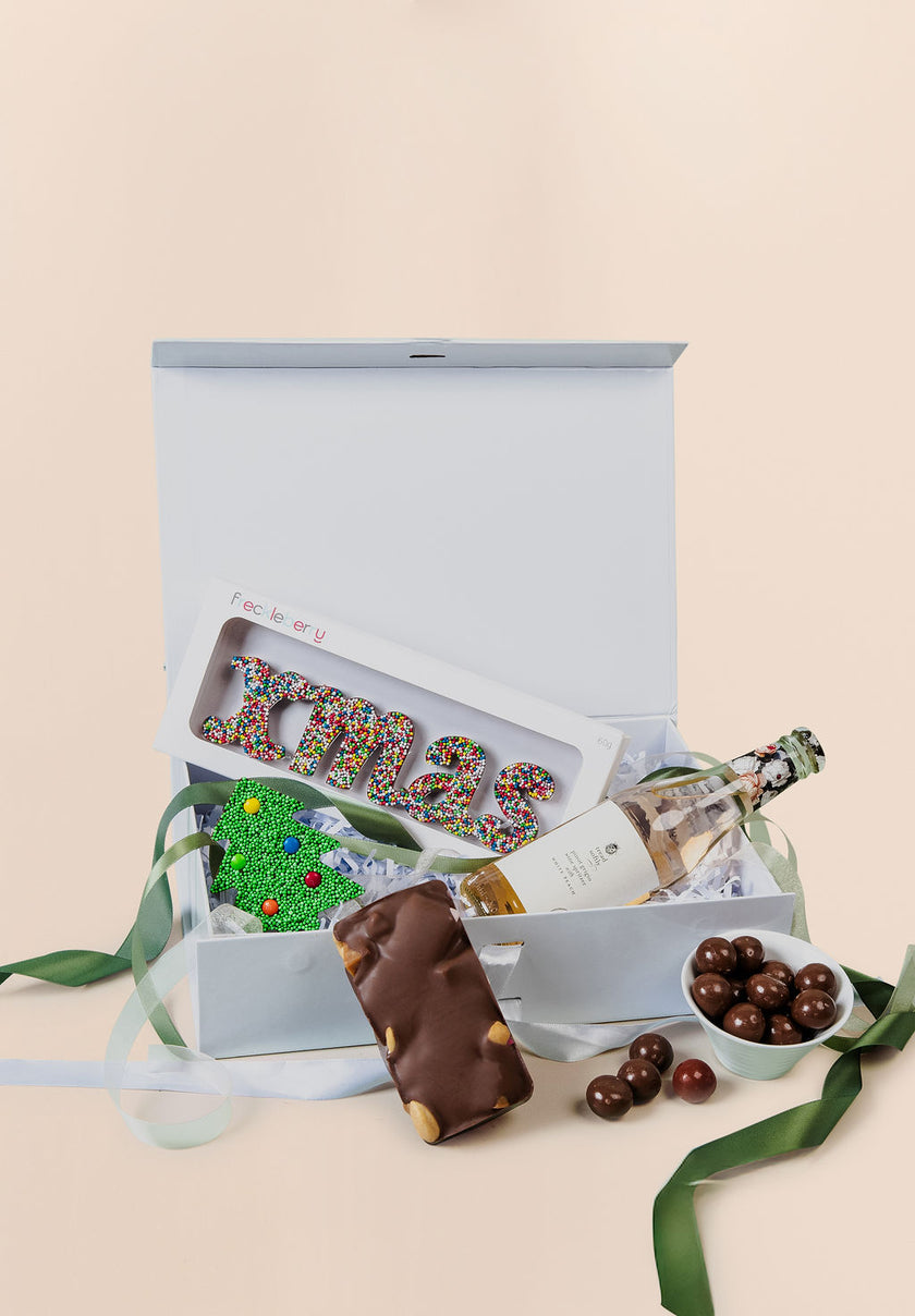 Saucie Christmas Hamper with drink option and gift-ready packaging