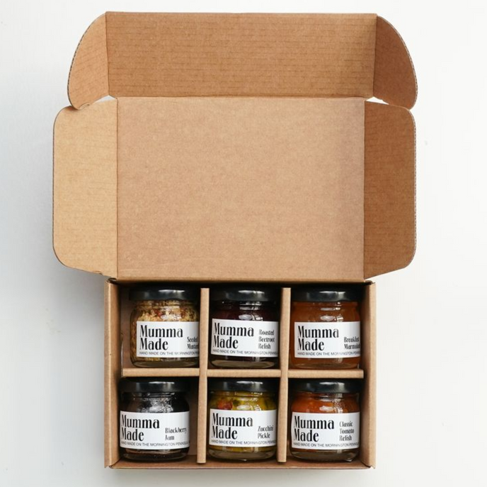 Box of 'Mumma Made' sample jar gift, thank you gift, teacher gifts