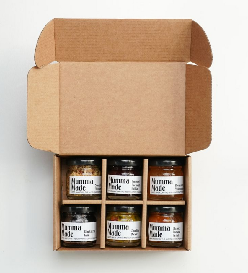 Box of 'Mumma Made' sample jar gift, thank you gift, teacher gifts