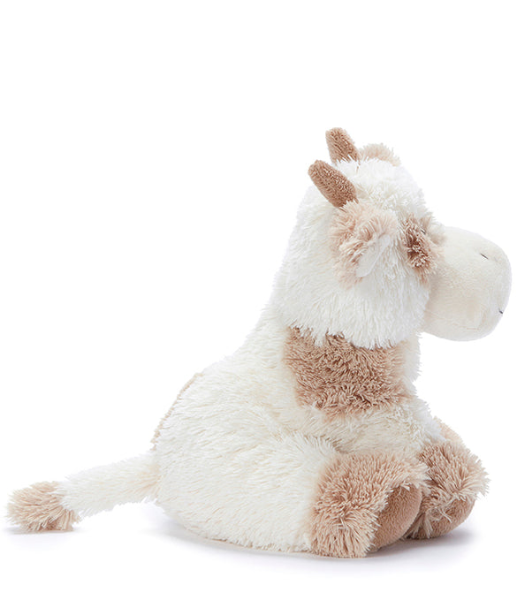Plush toy llama on a white background