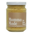 Jar of 'Mumma Made' hot Dijon mustard on a white background