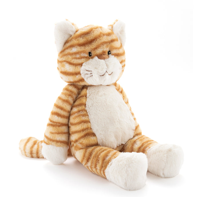 Plush tiger toy on a white background