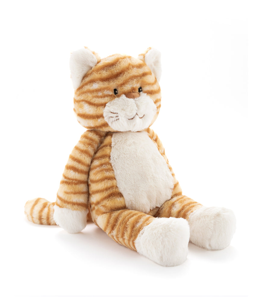 Plush tiger toy on a white background