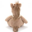 Plush horse toy with a braided mane on a white background
