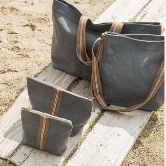 100% Belgian linen pouch Alouette 23x16cm, eco-friendly travel or gift accessory