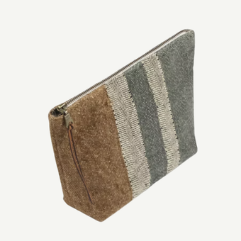 Sustainable Belgian linen clutch in organic flax tone, woven by Libeco