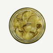 Jar of pickled vegetables on a white background