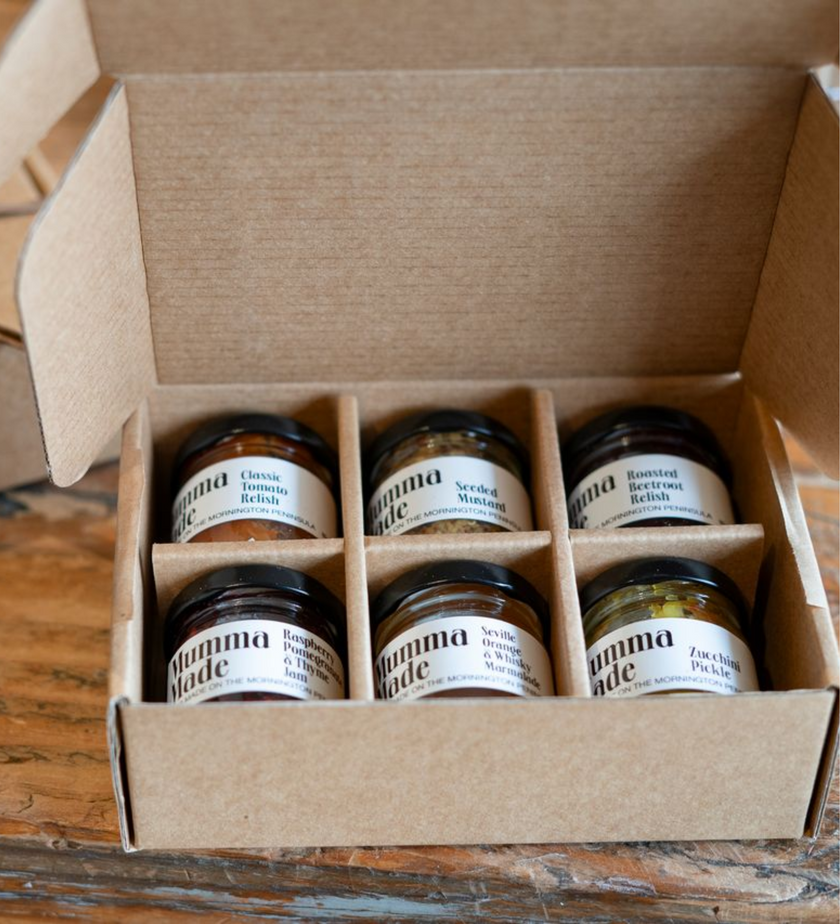 Gift-ready Mumma Made Sample Box tied with ribbon, perfect for gifting